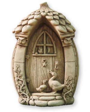 Cast Stone Statue Featuring Fairy Door Mother Goose's Fairy Door